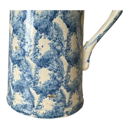 Antique Blue Spongeware Salt Glaze Smoke Ring Stoneware Pitcher - Image 10