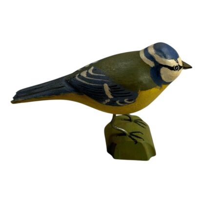 Vintage Hand Carved Wood Folk Art Bird on Stand - Image 5