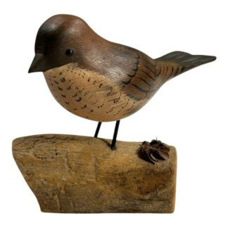 Vintage Hand Carved Wood Folk Art Bird on Stand