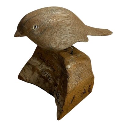Vintage Hand Carved Wood Folk Art Bird on Stand