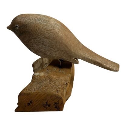 Vintage Hand Carved Wood Folk Art Bird on Stand - Image 3