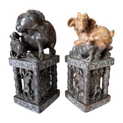 Antique Chinese Hand-Carved Soapstone Seals Stamps (Animal Design) - Image 9