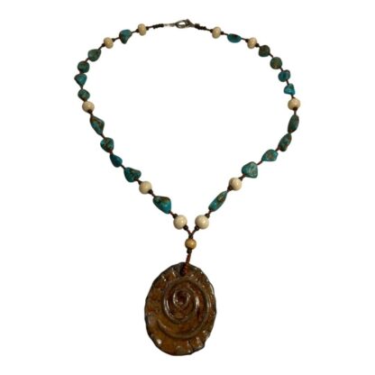 Vintage Native American Turquoise & Stone Necklace with Pendant - Image 2