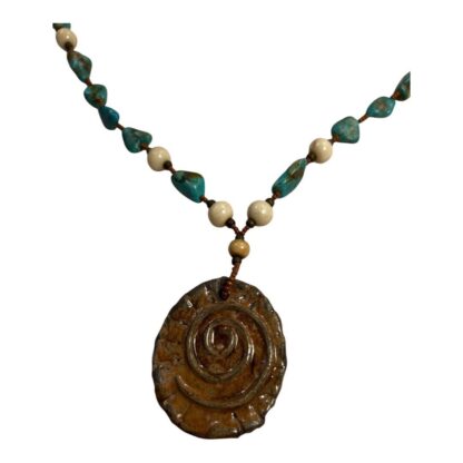 Vintage Native American Turquoise & Stone Necklace with Pendant - Image 4