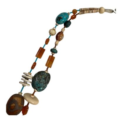 Vintage Native American Navajo Chunky Turquoise, Stone & Beadwork Necklace - Image 7