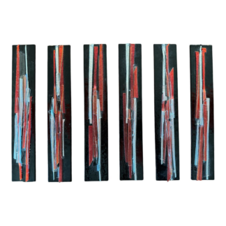 Vintage MCM Rectangle Fused Glass Decorative Wall Hanging (Signed Debora Wayne)