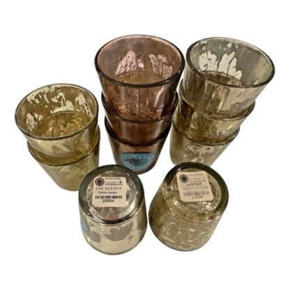 Vintage Mercury & Red Flash Glass Candle Holder Set of 10 (Martha Stewart) - Image 12