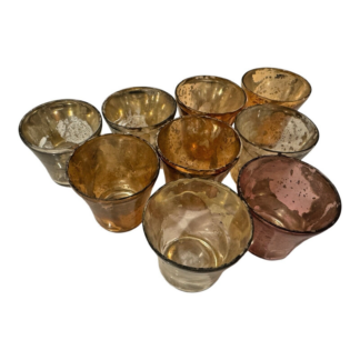 Set of 9 Vintage Multicolor Glass Votive Candle Holders (Martha Stewart)