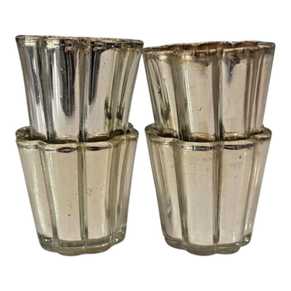 Vintage Mercury Scalloped Glass Candle Holder Votive (Set of 4, Martha Stewart)