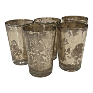 Vintage Flash Mercury Glass Candle Holder Votive Set of 5 (Martha Stewart)