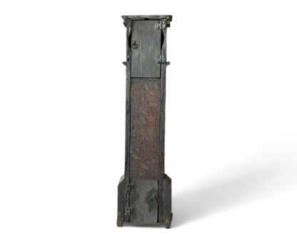 Antique Wood Carved Pocket Watch Hutch as Miniature Longcase Grandfather Clock - Image 8
