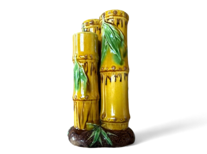Antique Minton Pottery Majolica Tri-Form Bamboo Posy Bud Vase - Image 3