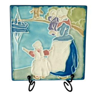 Antique Rookwood Pottery Dutch Scene Ceramic Tile Trivet