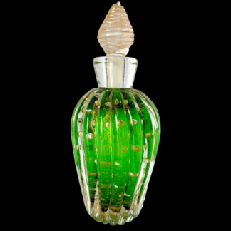 Murano Glass Cordonato d’Oro Green & Gold Dust Vanity Bottle (Barovier & Toso)