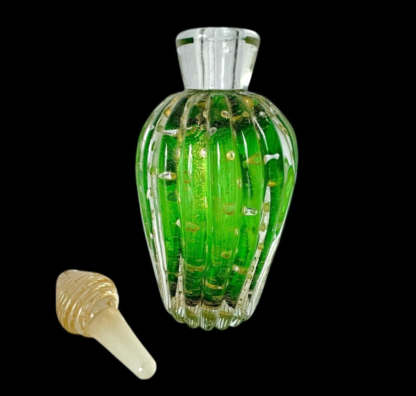 Murano Glass Cordonato d’Oro Green & Gold Dust Vanity Bottle (Barovier & Toso) - Image 6
