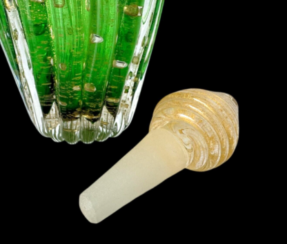 Murano Glass Cordonato d’Oro Green & Gold Dust Vanity Bottle (Barovier & Toso) - Image 8