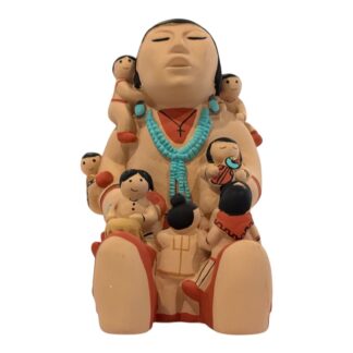 Vintage Native American Navajo Pottery Storyteller Figurine (9 Children)