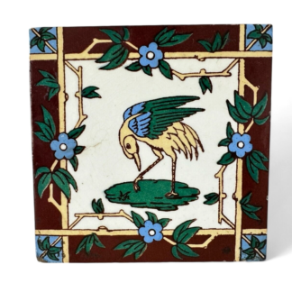 Antique Minton's China Works Stoke on Trent Ceramic Decorative Bird Tile