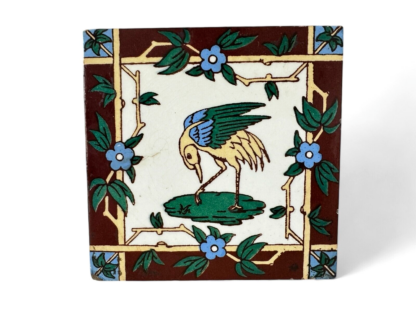 Antique Minton's China Works Stoke on Trent Ceramic Decorative Bird Tile