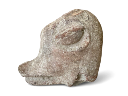 Antique Pre-Columbian Primitive Handmade Terracotta Animal Head Figural Statue
