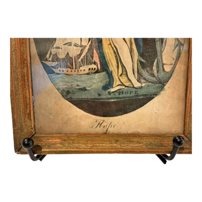 Antique Framed Print of "Hope" Lady with Ocean Sailboat Landscape - Image 4