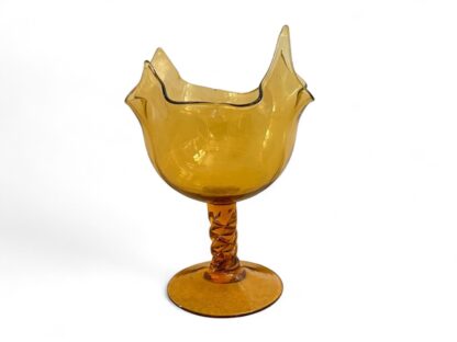 Vintage Viking Art Glass Handkerchief Amber Compote Footed Bowl - Image 3