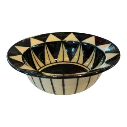Vintage Black & White Geometric Handmade Studio Art Pottery Bowl - Image 6