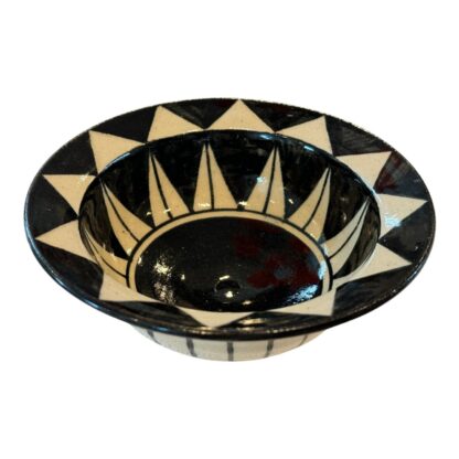 Vintage Black & White Geometric Handmade Studio Art Pottery Bowl - Image 8