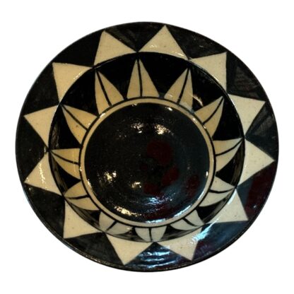 Vintage Black & White Geometric Handmade Studio Art Pottery Bowl - Image 11