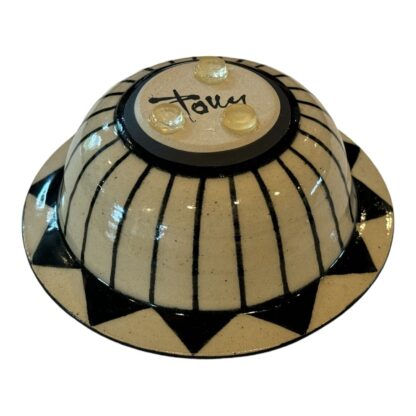 Vintage Black & White Geometric Handmade Studio Art Pottery Bowl - Image 12