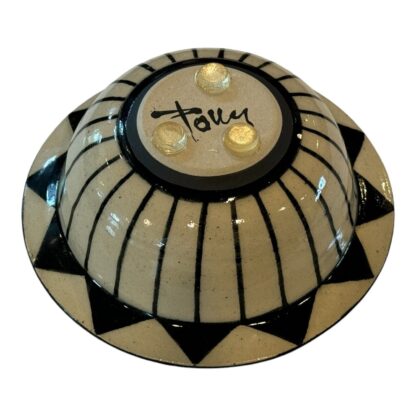 Vintage Black & White Geometric Handmade Studio Art Pottery Bowl - Image 13