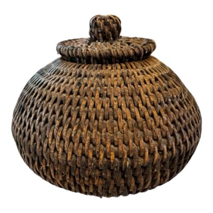 Vintage Americana Small Handwoven Lidded Basket