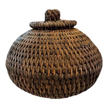 Vintage Americana Small Handwoven Lidded Basket - Image 2