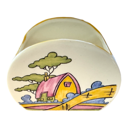 Vintage Clarice Cliff Wedgwood Bizarre Bonjour Pink Roof Cottage Sugar Bowl - Image 7