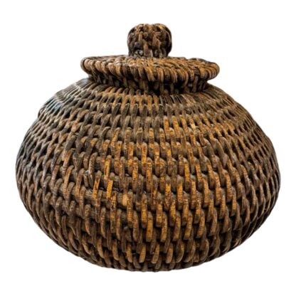 Vintage Americana Small Handwoven Lidded Basket - Image 4