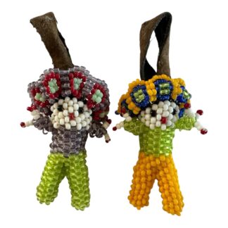 Vintage Miniature Zuni Native American Beaded Doll Ornaments (Set of 2)