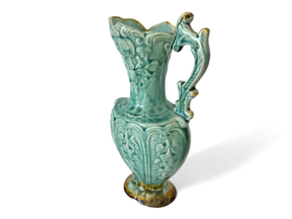 Antique Staffordshire Alhambrian Pottery Majolica Floral Pitcher - Image 8