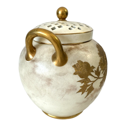 Antique Wedgwood Ivory Glazed Gold Gilt Lidded Potpourri Jar - Image 5