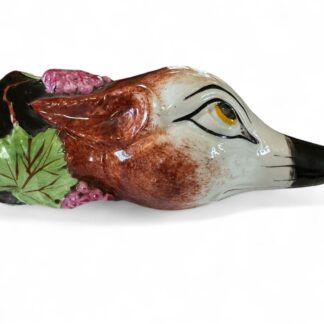 Antique Staffordshire Porcelain Fox & Foliage Stirrup Cup
