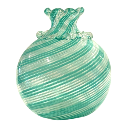 Vintage Murano Green Swirl Reticello Art Glass Vase by Dino Martens for Toso - Image 6