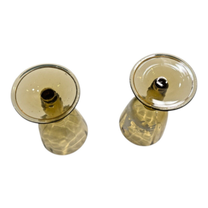Antique Bohemian Victorian Enameled Mary Gregory Style Yellow Glass Cordials (2) - Image 6