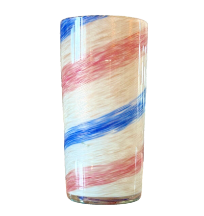 Vintage Murano Pink & Blue Striped Aventurine Art Glass Vase (Fratelli Toso) - Image 2