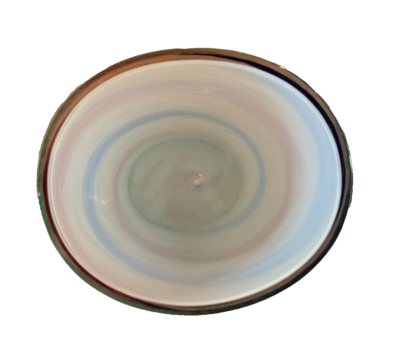 Vintage Murano Pink & Blue Striped Aventurine Art Glass Vase (Fratelli Toso) - Image 5