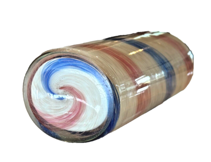 Vintage Murano Pink & Blue Striped Aventurine Art Glass Vase (Fratelli Toso) - Image 6