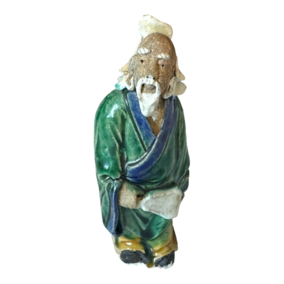 Antique Chinese Green Glazed Ceramic Pottery Mudman Mudmen Figurine, 4.5" - Image 6
