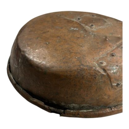 Antique French Copper Sauce Cooking Pan with Primitive Repairs - Image 11