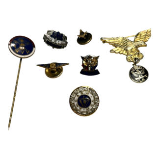 Vintage Lot of 7 Fraternal Pins – Eagles, Masonic, Unions