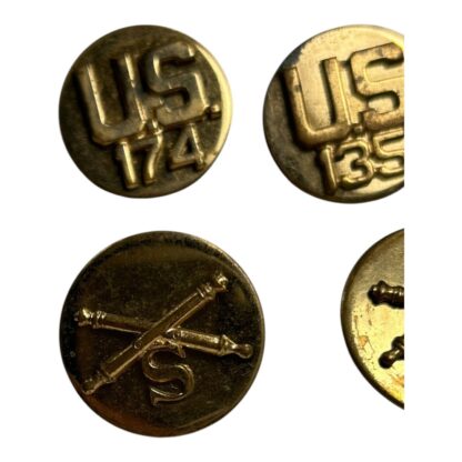 Vintage Lot of 4 WW1 & WW2 Field Artillery Screw Back Collar Disks - Image 3