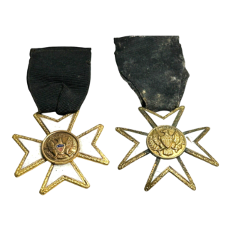 Antique Lot of 2 Masonic Knights Templar Maltese Enamel Cross Medals