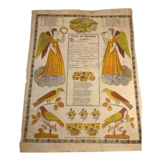 Antique Pennsylvania Dutch Fraktur Birth Baptism Certificate Tauf Schein